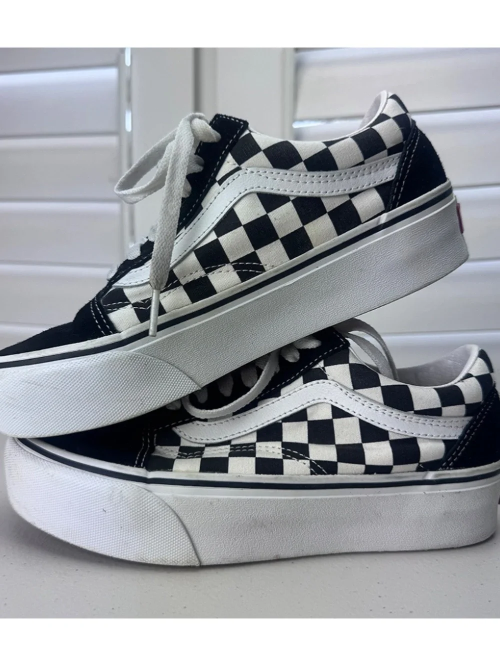 VANS Old Skool Black White Checkerboard Canvas Lace Up Sneakers: Men 5.5 Women 7 - Picture 5 of 10